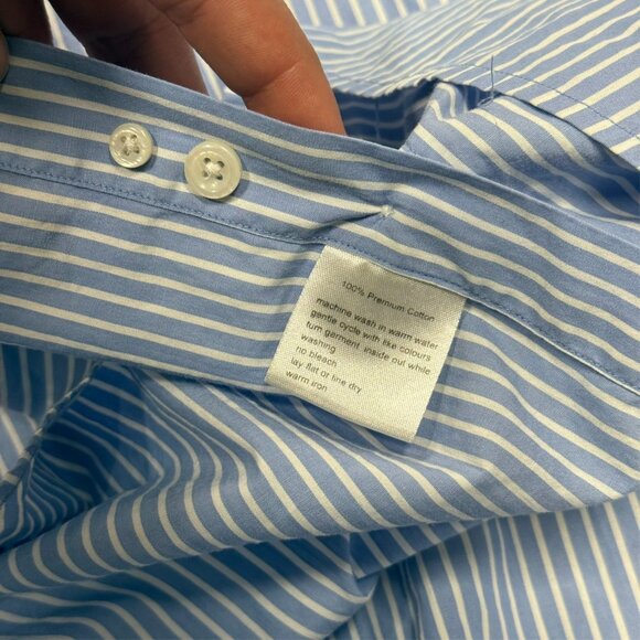 Spier & Mackay Dress Shirt Striped Long Sleeve Blue/White Cotton 15 1/2 Medium - Picture 8 of 9
